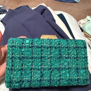 Urban Expressions Teal Tweed Clutch
